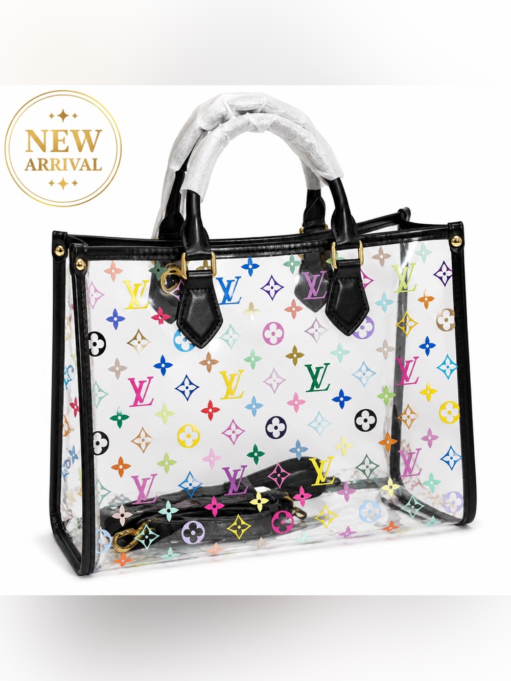 🌈 Women’s Clear Multicolor Monogram Tote Bag 🍭